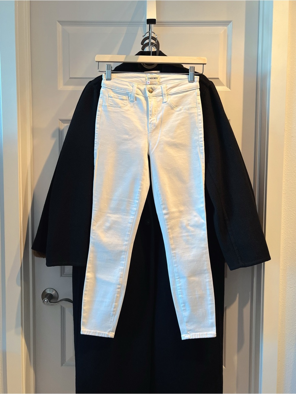 L’agnece White Mid Rise Skinny Jeans